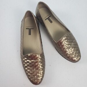 Trotters Liz Loafers Women's Size 8M‎ Woven Leather Flats Brown Slip-On Shoes
